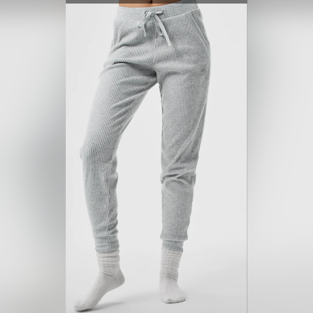 Alo Yoga Gray Ribbed Sweatpants